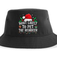 Most Likely To Pet The Reindeer Funny Christmas Sustainable Bucket Hat