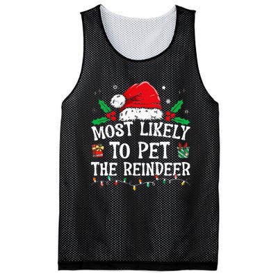 Most Likely To Pet The Reindeer Funny Christmas Mesh Reversible Basketball Jersey Tank