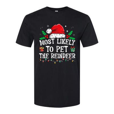 Most Likely To Pet The Reindeer Funny Christmas Softstyle CVC T-Shirt