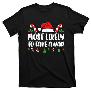 Most Likely To Take A Nap Funny Family Matching Christmas T-Shirt