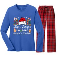 Most Likely To Eat Santa's Cookies Christmas Matching Family  Women's Long Sleeve Flannel Pajama Set 