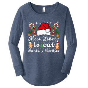 Most Likely To Eat Santa's Cookies Christmas Matching Family  Women's Perfect Tri Tunic Long Sleeve Shirt