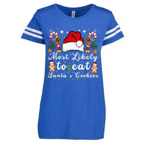 Most Likely To Eat Santa's Cookies Christmas Matching Family  Enza Ladies Jersey Football T-Shirt