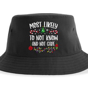 Most Likely To Not Know And Not Care Xmas Family Christmas Sustainable Bucket Hat