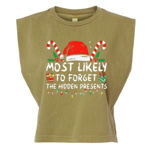 Most Likely To Forget The Hidden Presents Family Christmas Garment-Dyed Women's Muscle Tee