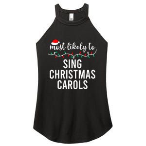 Most Likely To Christmas Matching Family Pajamas Funny Women's Perfect Tri Rocker Tank