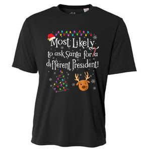 Most Likely To Ask Santa For A Different President Christmas Cooling Performance Crew T-Shirt