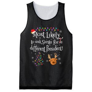 Most Likely To Ask Santa For A Different President Christmas Mesh Reversible Basketball Jersey Tank