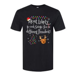 Most Likely To Ask Santa For A Different President Christmas Softstyle CVC T-Shirt