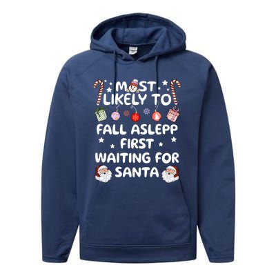 Most Likely To Christmas Matching Family Pajamas Most Likely Funny Gift Performance Fleece Hoodie