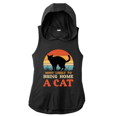 Most Likely To Bring Home A Cat Ladies PosiCharge Tri-Blend Wicking Draft Hoodie Tank