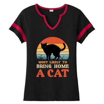 Most Likely To Bring Home A Cat Ladies Halftime Notch Neck Tee