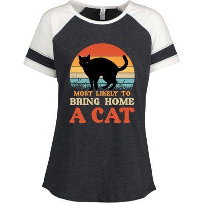 Most Likely To Bring Home A Cat Enza Ladies Jersey Colorblock Tee