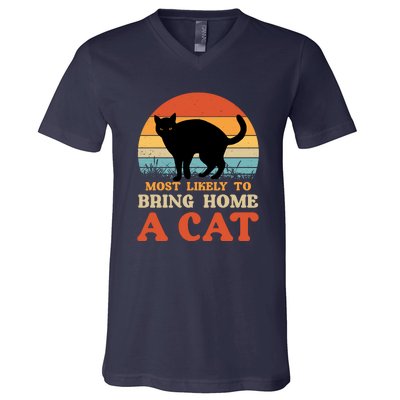 Most Likely To Bring Home A Cat V-Neck T-Shirt