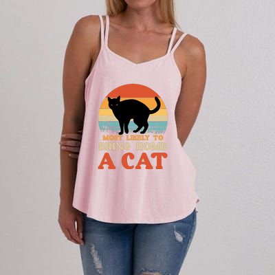 Most Likely To Bring Home A Cat Women's Strappy Tank