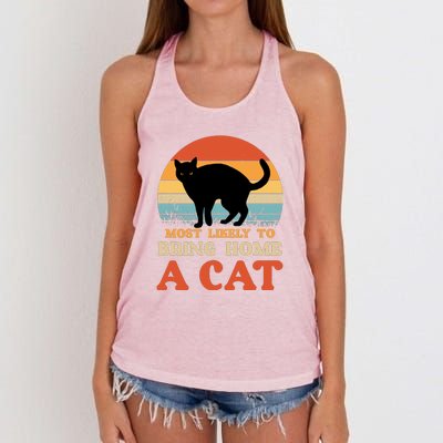 Most Likely To Bring Home A Cat Women's Knotted Racerback Tank