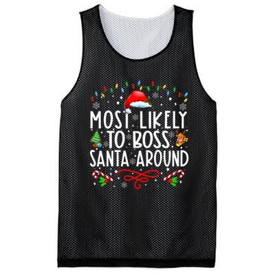 Most Likely To Boss Santa Around Family Matching Christmas Mesh Reversible Basketball Jersey Tank