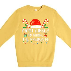 Most Likely To Shake The Presents Funny Family Christmas Premium Crewneck Sweatshirt