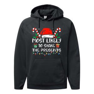 Most Likely To Shake The Presents Funny Family Christmas Performance Fleece Hoodie