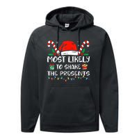 Most Likely To Shake The Presents Funny Family Christmas Performance Fleece Hoodie