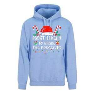 Most Likely To Shake The Presents Funny Family Christmas Unisex Surf Hoodie