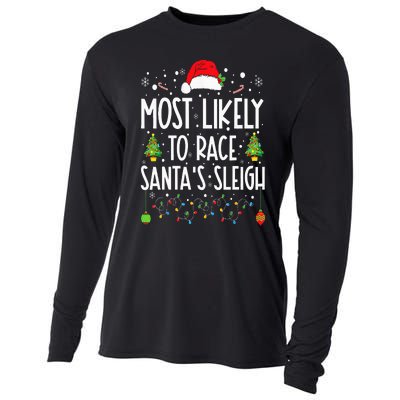 Most Likely To Race Santa's Sleigh Family Christmas Pajamas Cooling Performance Long Sleeve Crew