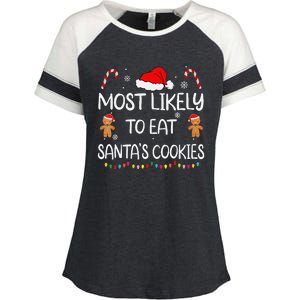 Most Likely To Eat Santas Cookies Family Christmas Matching Enza Ladies Jersey Colorblock Tee