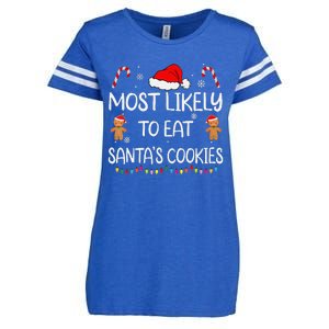 Most Likely To Eat Santas Cookies Family Christmas Matching Enza Ladies Jersey Football T-Shirt