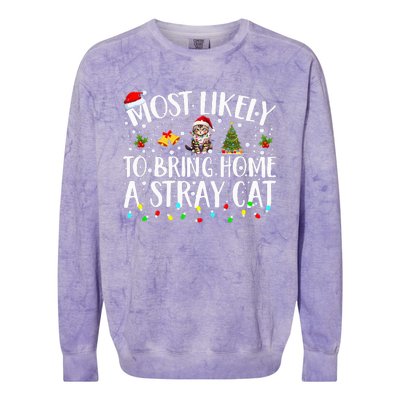 Most Likely To Bring Home A Stray Cat christmas Colorblast Crewneck Sweatshirt