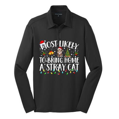 Most Likely To Bring Home A Stray Cat christmas Silk Touch Performance Long Sleeve Polo