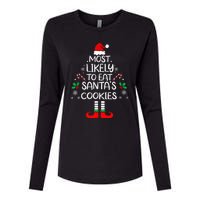 Most Likely To Eat Santas Cookies Christmas Family Matching Womens Cotton Relaxed Long Sleeve T-Shirt