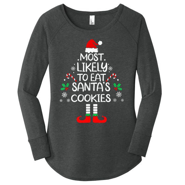 Most Likely To Eat Santas Cookies Christmas Family Matching Women's Perfect Tri Tunic Long Sleeve Shirt