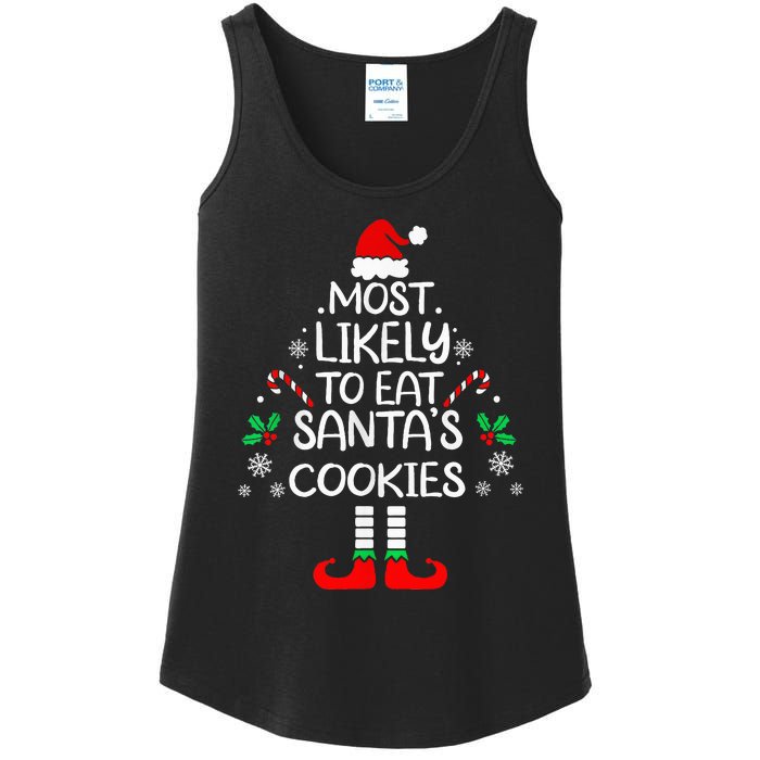 Most Likely To Eat Santas Cookies Christmas Family Matching Ladies Essential Tank