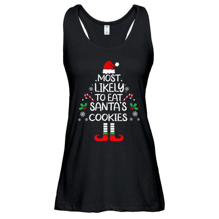 Most Likely To Eat Santas Cookies Christmas Family Matching Ladies Essential Flowy Tank