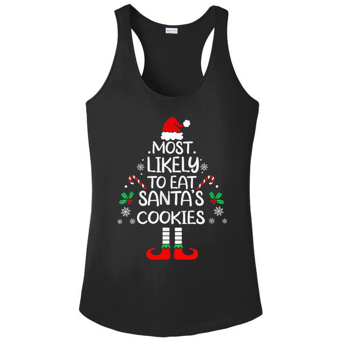 Most Likely To Eat Santas Cookies Christmas Family Matching Ladies PosiCharge Competitor Racerback Tank