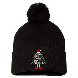 Most Likely To Eat Santas Cookies Christmas Family Matching Pom Pom 12in Knit Beanie