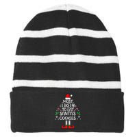 Most Likely To Eat Santas Cookies Christmas Family Matching Striped Beanie with Solid Band