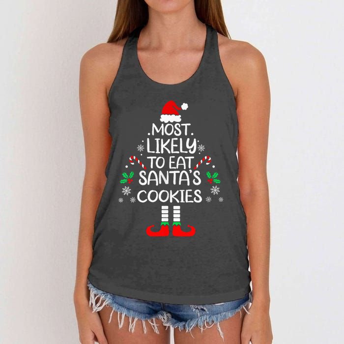 Most Likely To Eat Santas Cookies Christmas Family Matching Women's Knotted Racerback Tank