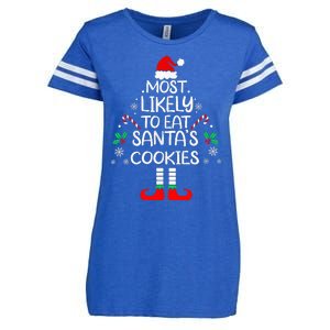 Most Likely To Eat Santas Cookies Christmas Family Matching Enza Ladies Jersey Football T-Shirt