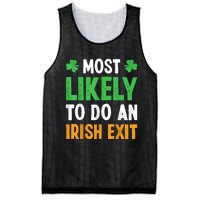 Most Likely To Do An Irish Exit Funny St Patrick Mesh Reversible Basketball Jersey Tank