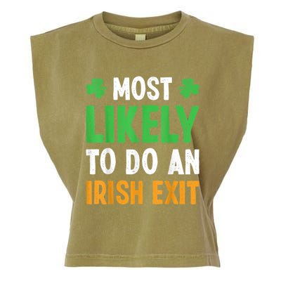 Most Likely To Do An Irish Exit Funny St Patrick Garment-Dyed Women's Muscle Tee