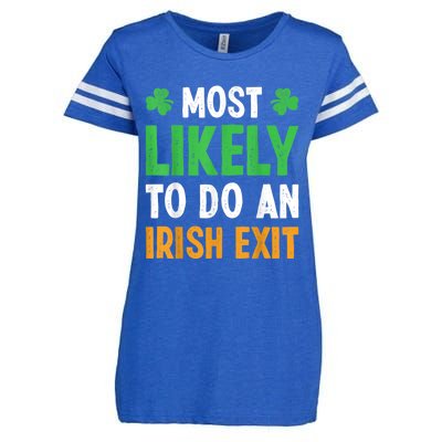 Most Likely To Do An Irish Exit Funny St Patrick Enza Ladies Jersey Football T-Shirt