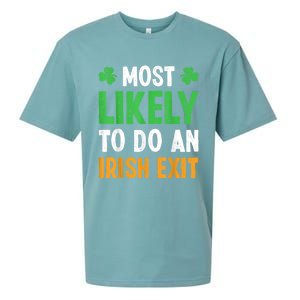 Most Likely To Do An Irish Exit Funny St Patrick Sueded Cloud Jersey T-Shirt