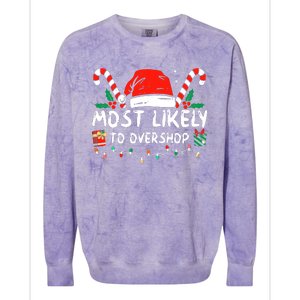 Most Likely To Overshop Shopping Family Crew Christmas Colorblast Crewneck Sweatshirt