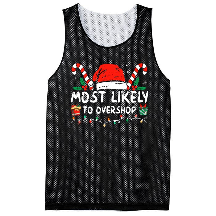 Most Likely To Overshop Shopping Family Crew Christmas Mesh Reversible Basketball Jersey Tank