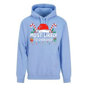 Most Likely To Overshop Shopping Family Crew Christmas Unisex Surf Hoodie