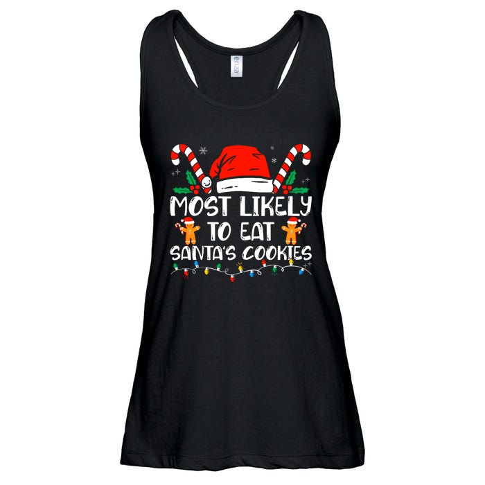 Most Likely To Eat SantaS Cookies Funny Family Christmas Ladies Essential Flowy Tank