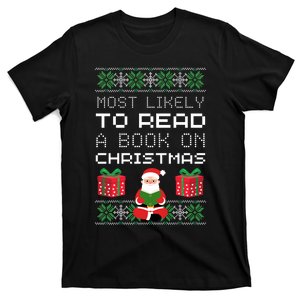 Most Likely To Read A Book On Christmas T-Shirt