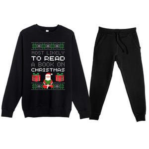 Most Likely To Read A Book On Christmas Premium Crewneck Sweatsuit Set