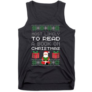 Most Likely To Read A Book On Christmas Tank Top